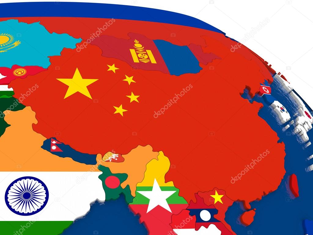 china on 3d map with flags ストック写真 tom griger 114246862