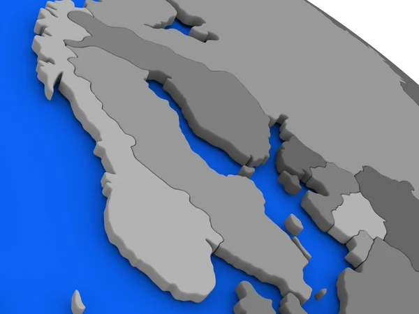 Escandinavia en el modelo político de la Tierra — Foto de Stock
