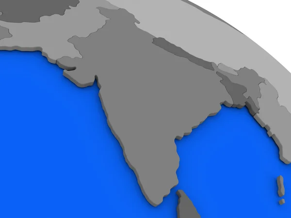 Індія на політичній моделі Землі — стокове фото