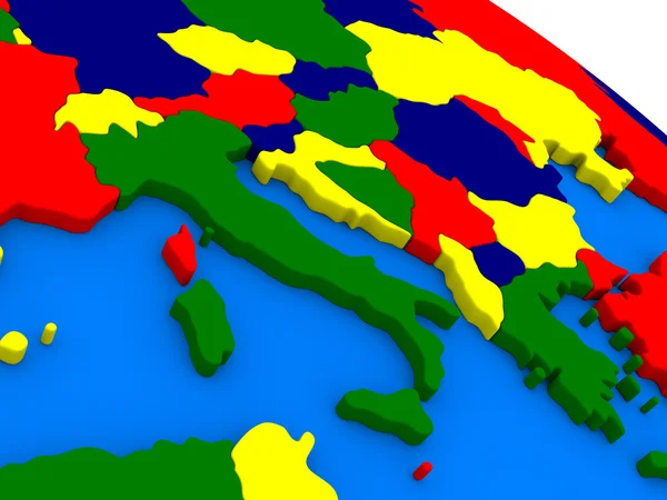 Itália em colorido globo 3D — Fotografia de Stock
