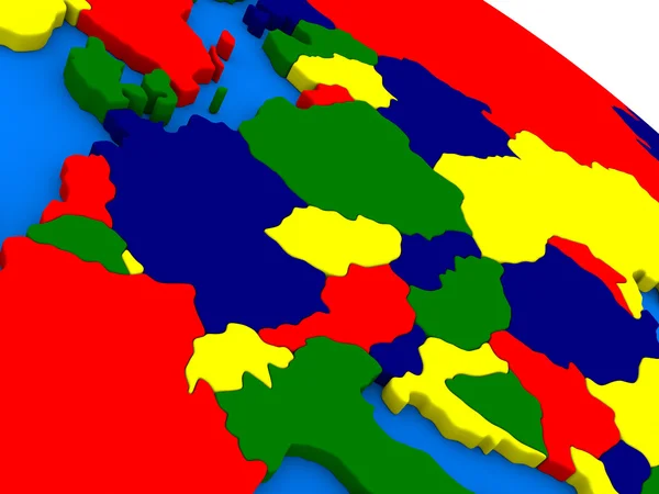 Центральная Европа на красочном 3D глобусе — стоковое фото