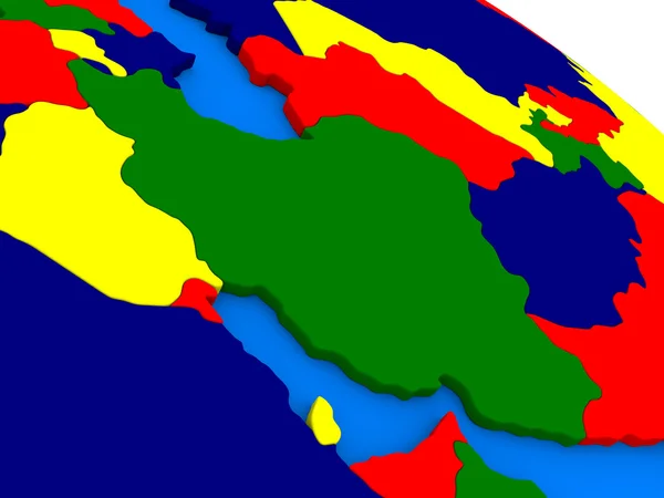 Iran sur le globe 3D coloré — Photo
