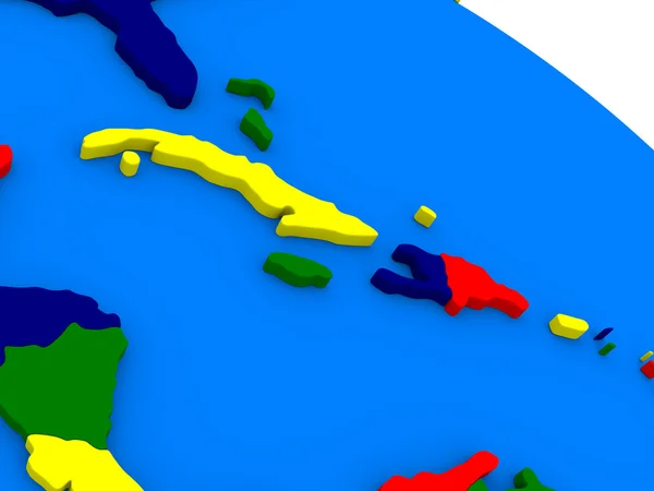 North Karaibów na kolorowy 3d kula ziemska — Zdjęcie stockowe