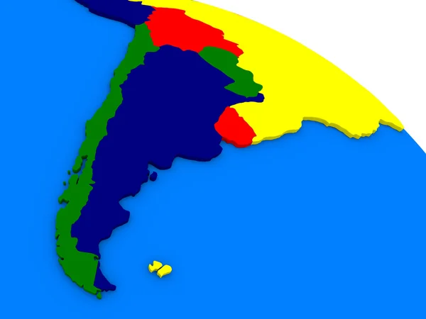 Argentina y Chile en colorido globo 3D — Foto de Stock