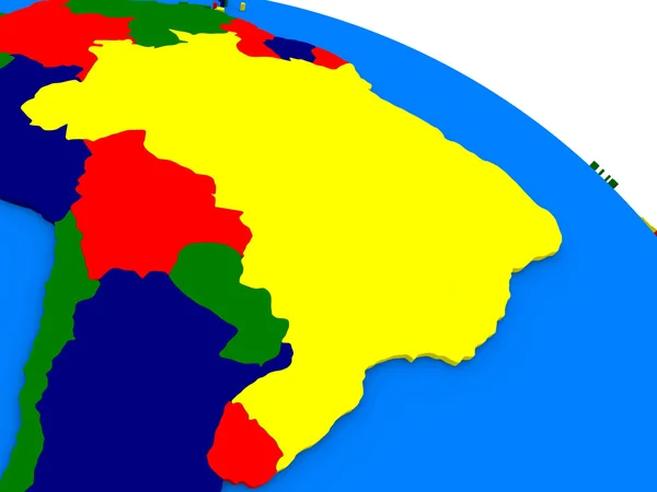 Бразилія на барвисті 3d глобус — стокове фото