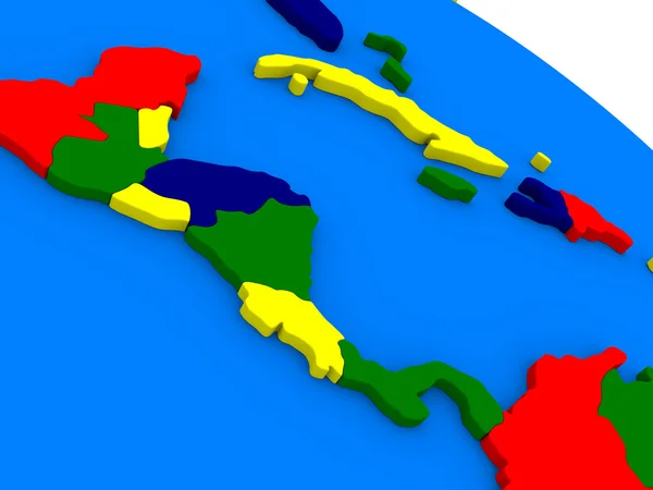 Central America on colorful 3D globe — Stock Photo, Image