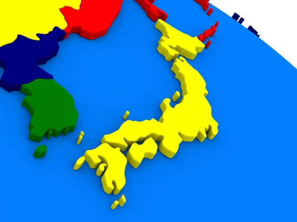 Japán: a színes 3D-s földgömb — Stock Fotó