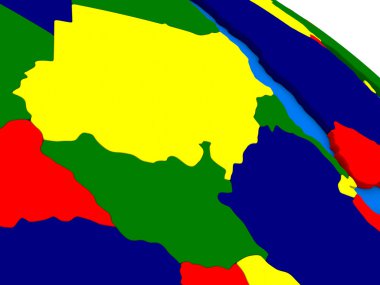 Sudan ve renkli 3d dünya üzerinde Güney Sudan