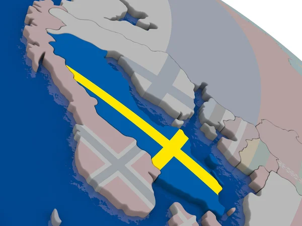 İsveç bayrağı ile — Stok fotoğraf