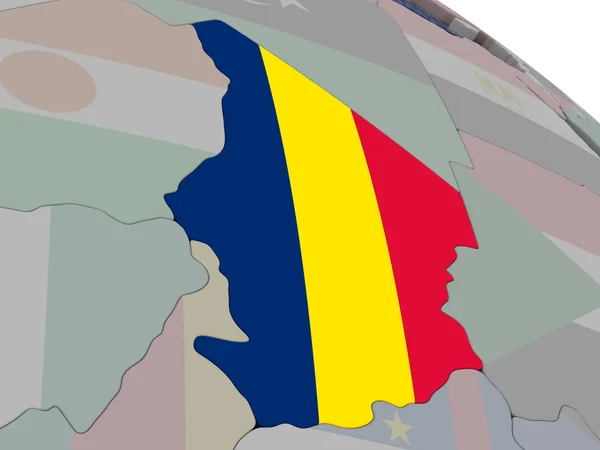Tsjaad met vlag — Stockfoto