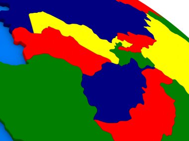 Orta Asya renkli 3d Globe