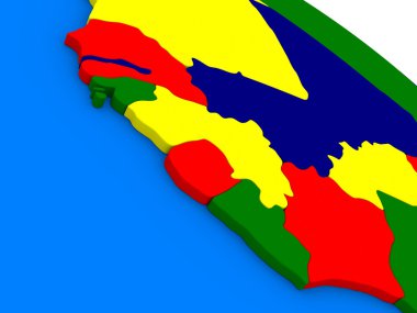 Liberya, Sierra Leone ve Gine renkli 3d Globe