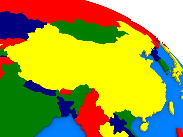 Cina sul colorato globo 3D — Foto Stock