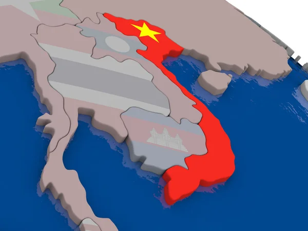 Vietnam med flagga — Stockfoto