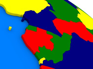 Kamerun, Gabon ve Kongo renkli 3d Globe