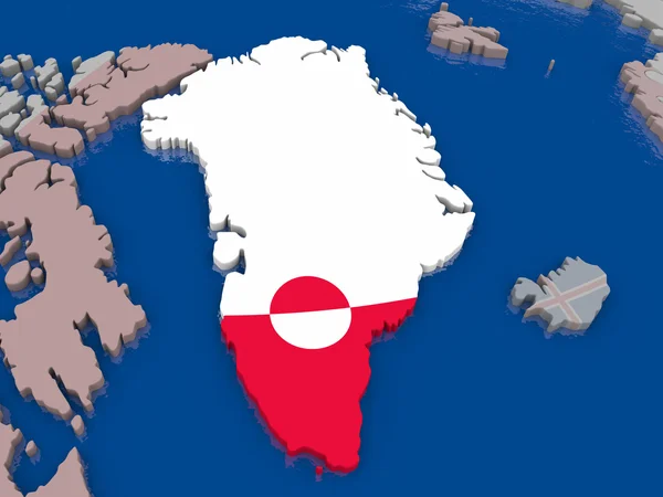 Гренландия с флагом — стоковое фото