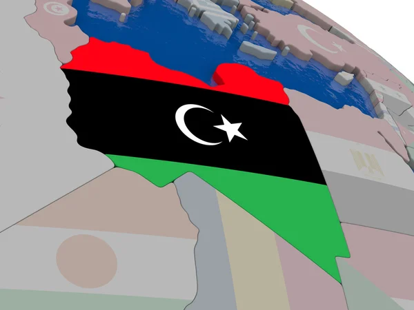 Libya with flag — Stock Photo, Image