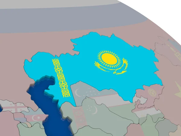 Kazakistan con bandiera — Foto Stock