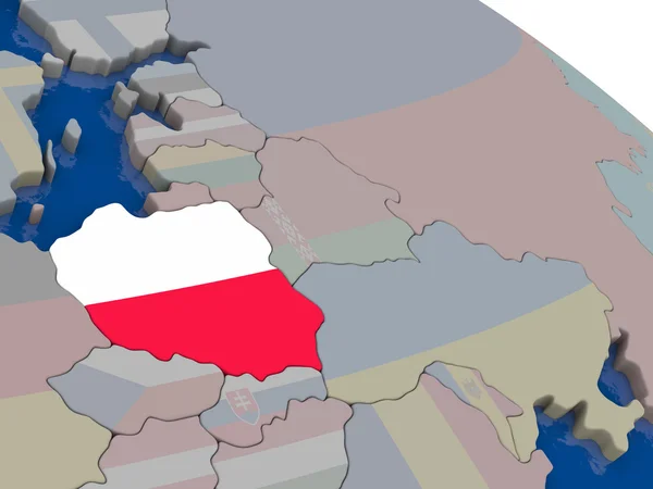 Poland with flag — Stock Photo, Image