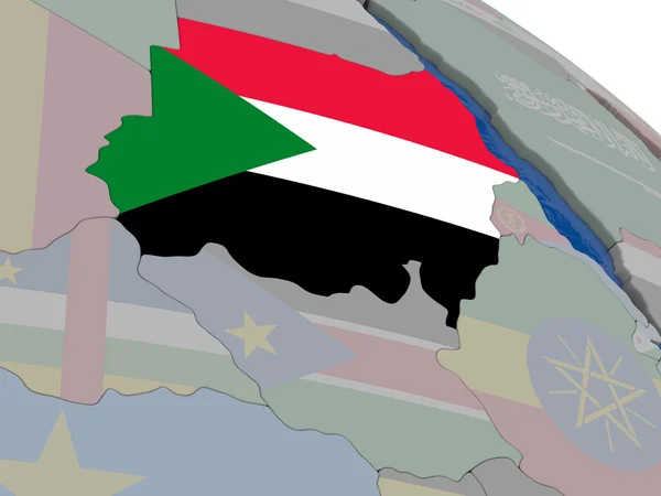 Sudan med flagga — Stockfoto