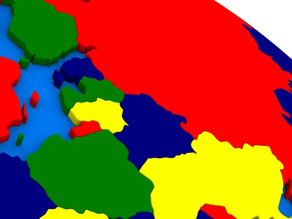 Východní Evropa na barevné 3d glóbu — Stock fotografie