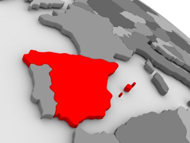 İspanya 3d haritada kırmızı '