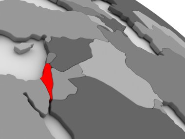 İsrail kırmızı 3d harita üzerinde