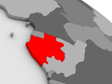 Gabon kırmızı 3d harita üzerinde