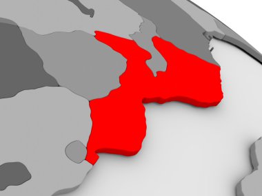 3d haritada kırmızı Mozambik