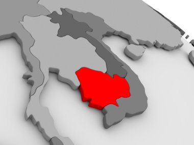 Kamboçya'da 3d haritada kırmızı