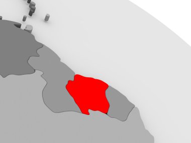 3d haritada kırmızı Surinam