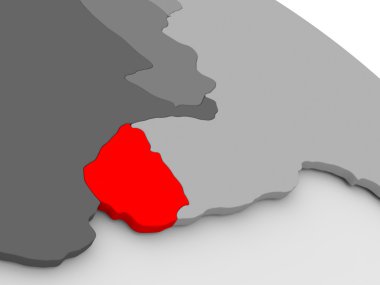 3d haritada kırmızı Uruguay