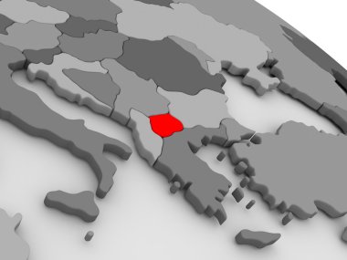 Makedonya kırmızı 3d harita üzerinde