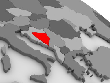 3d haritada kırmızı Bosna'da
