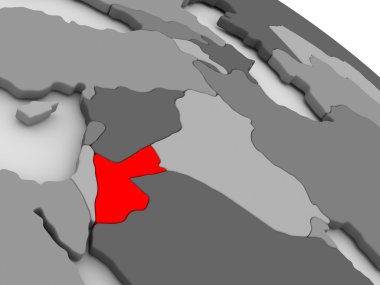 Ürdün 3d haritada kırmızı '