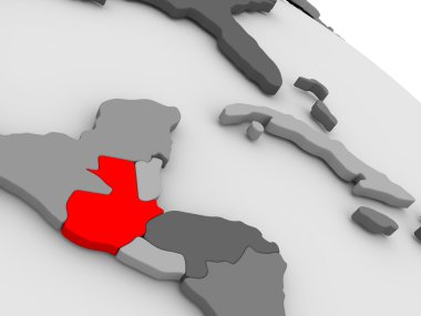 3d haritada kırmızı Guatemala'da