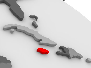 3d haritada kırmızı Jamaika'da