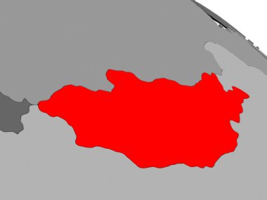 Moğolistan ' 3d haritada kırmızı
