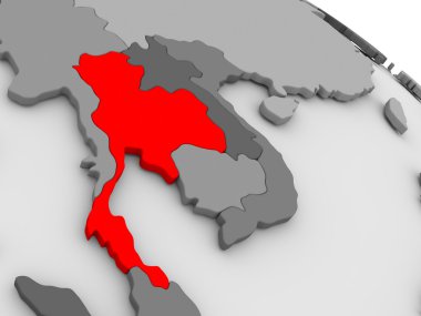 Tayland Kırmızı 3d harita üzerinde