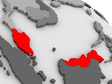 3d haritada kırmızı içinde Malaysia