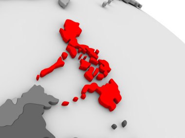 3d haritada kırmızı Filipinler