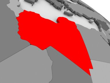 3d haritada kırmızı Libya'da