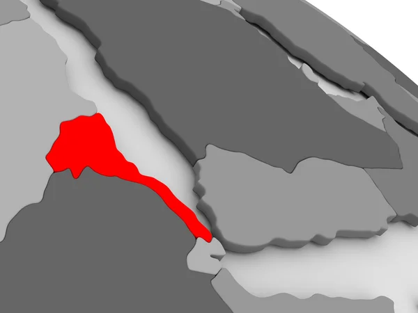 Eritrea en rojo en el mapa 3D —  Fotos de Stock