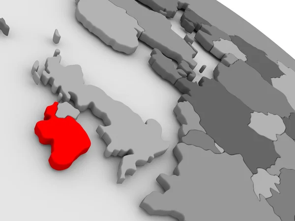 3d 지도에 빨간색으로 아일랜드 — 스톡 사진