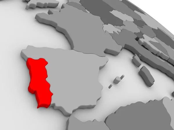 3d 지도에 빨간색으로 포르투갈 — 스톡 사진