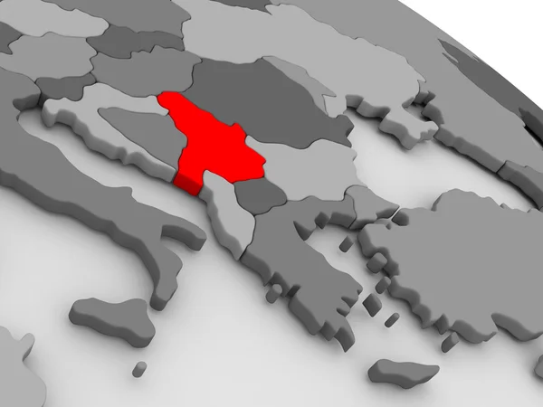 3d 지도에 빨간색으로 세르비아 — 스톡 사진