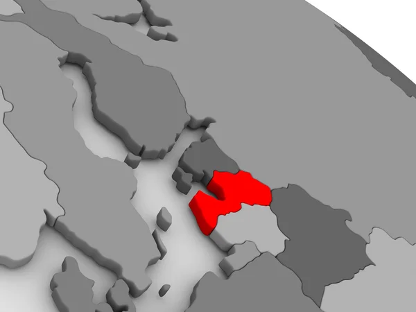 Lettland in rot auf 3D-Karte — Stockfoto