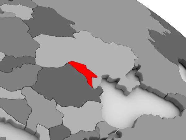3d 지도에 빨간색으로 몰도바 — 스톡 사진