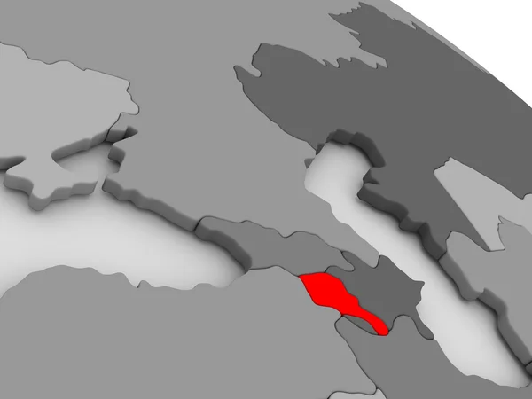 Вірменія у червоному на тривимірну карту — стокове фото