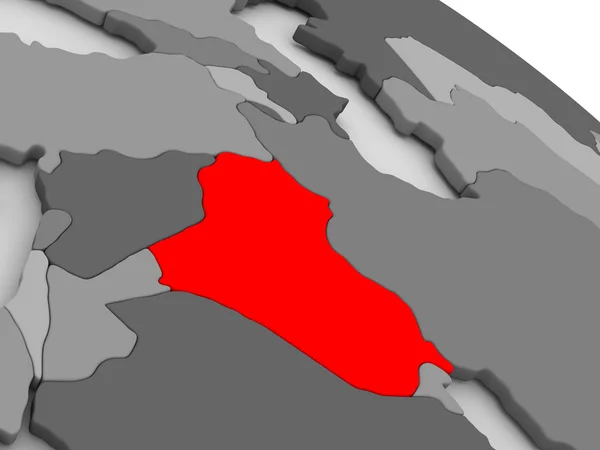 Irak w kolorze czerwonym na mapie 3d — Zdjęcie stockowe
